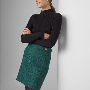 White House Black Market Teal Tweed Boot Skirt